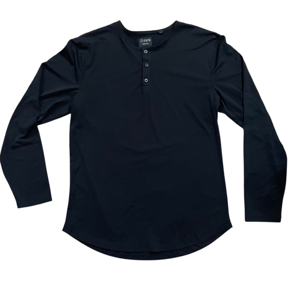 Cuts Clothing Black Long Sleeve Henley
